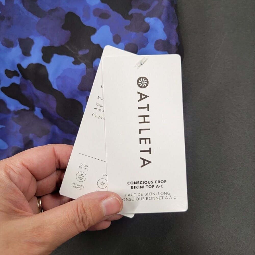 NEW Athleta Conscious Crop Bikini Sport Bra Padded Crop Size A C Yoga Gym Camo - Picture 4 of 5